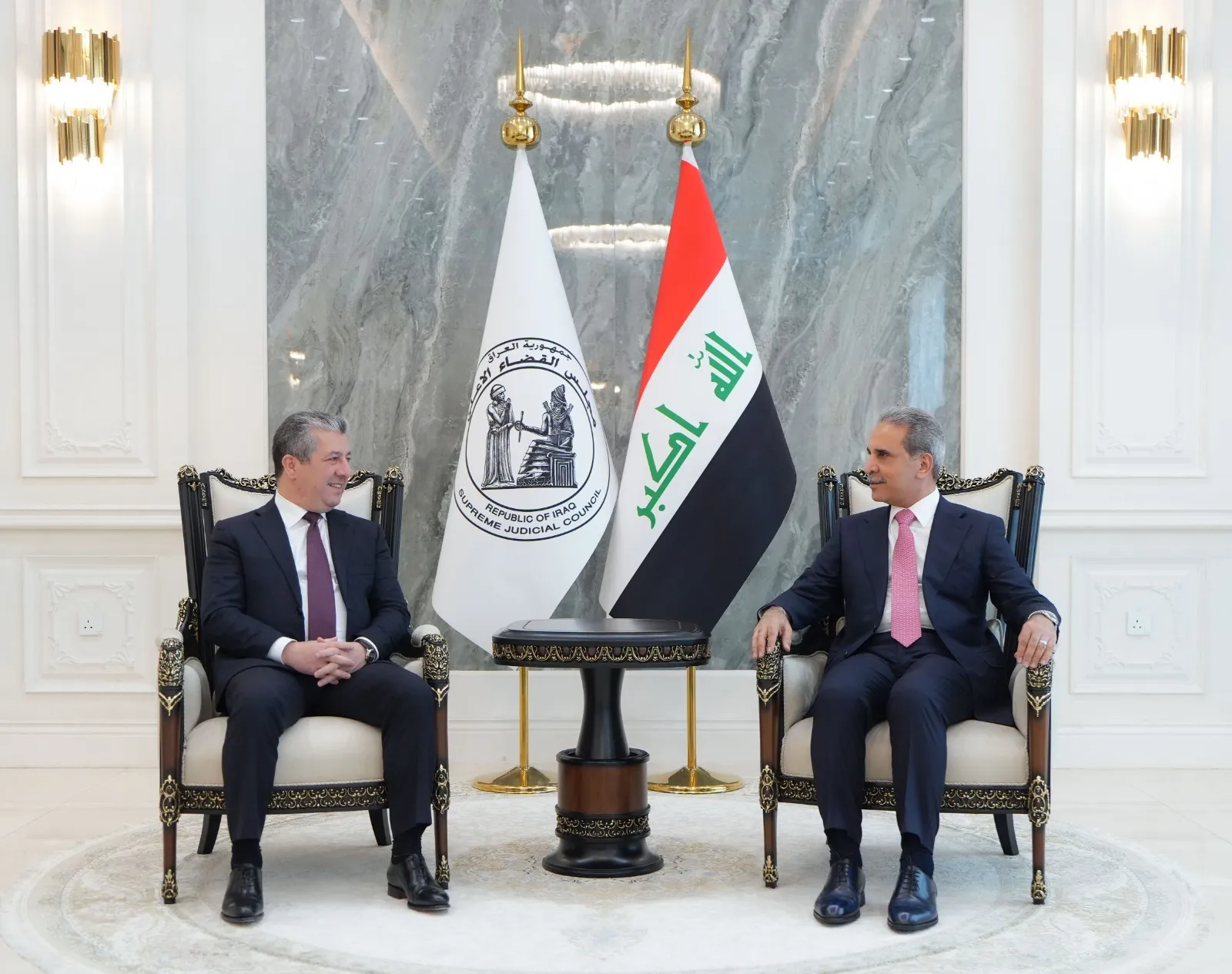 رئيس مجلس القضاء الأعلى يستقبل رئيس حكومة إقليم كردستان والوفد المرافق